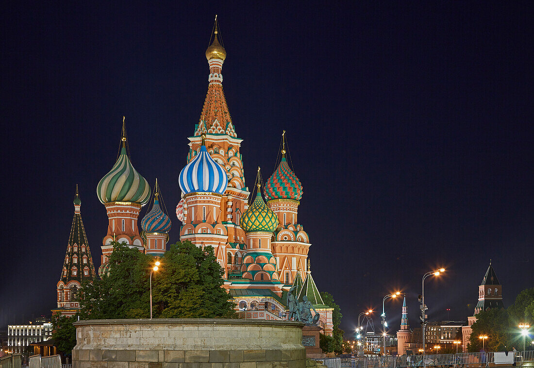 Basilius-Kathedrale am Roten Platz in Moskau, Vasilij-Blashennyj-Kathedrale, Krasnaja ploscad, Moskva, Moskau-Wolga-Kanal, Russland, Russia, Europa