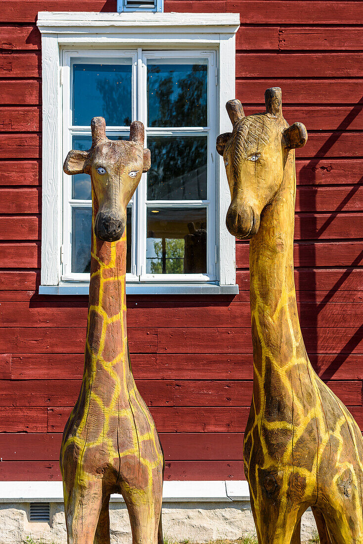 Wooden sculptures inside the fortress of Lappeenranta, Finland