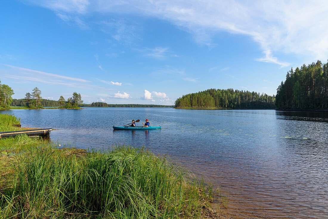 Paddling in Petkeljärvi National Park, Finland