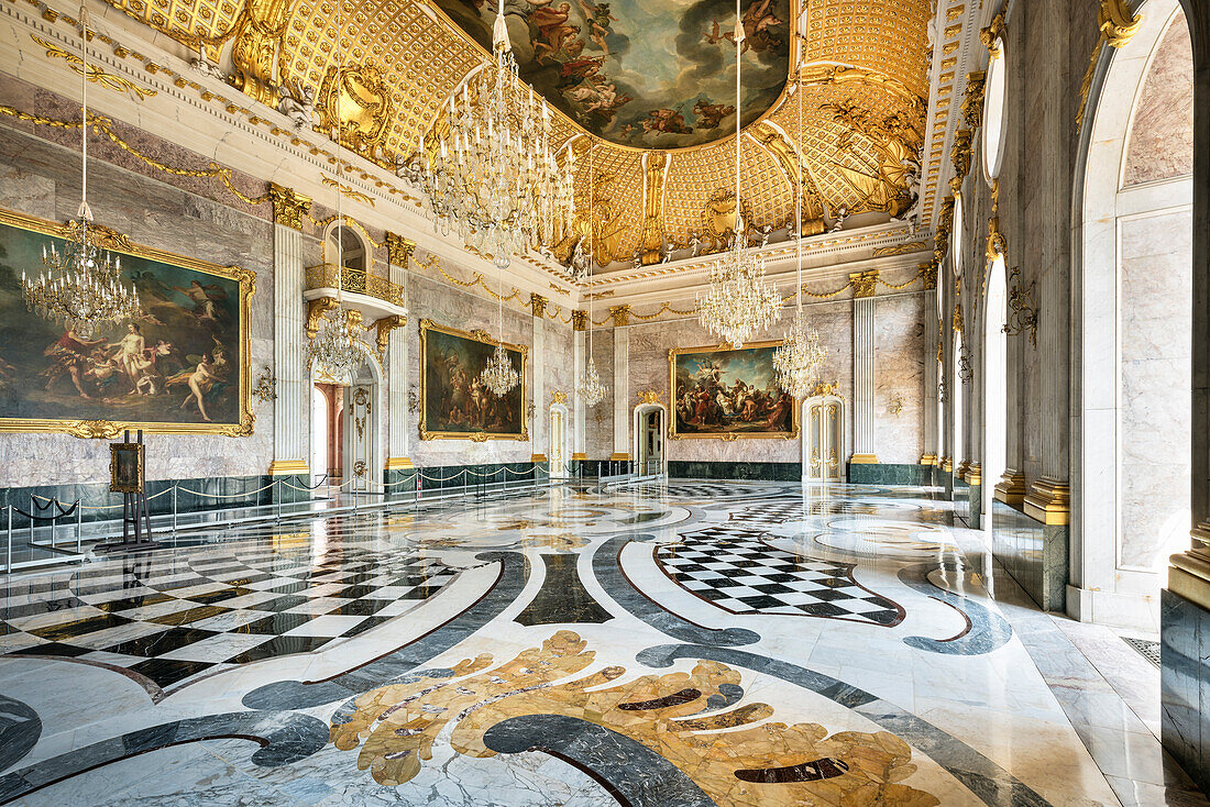 Marble Hall, Neues Palais, Sanssouci, UNESCO World Heritage Site &quot;Palaces and Parks of Potsdam and Berlin&quot;, Brandenburg, Germany