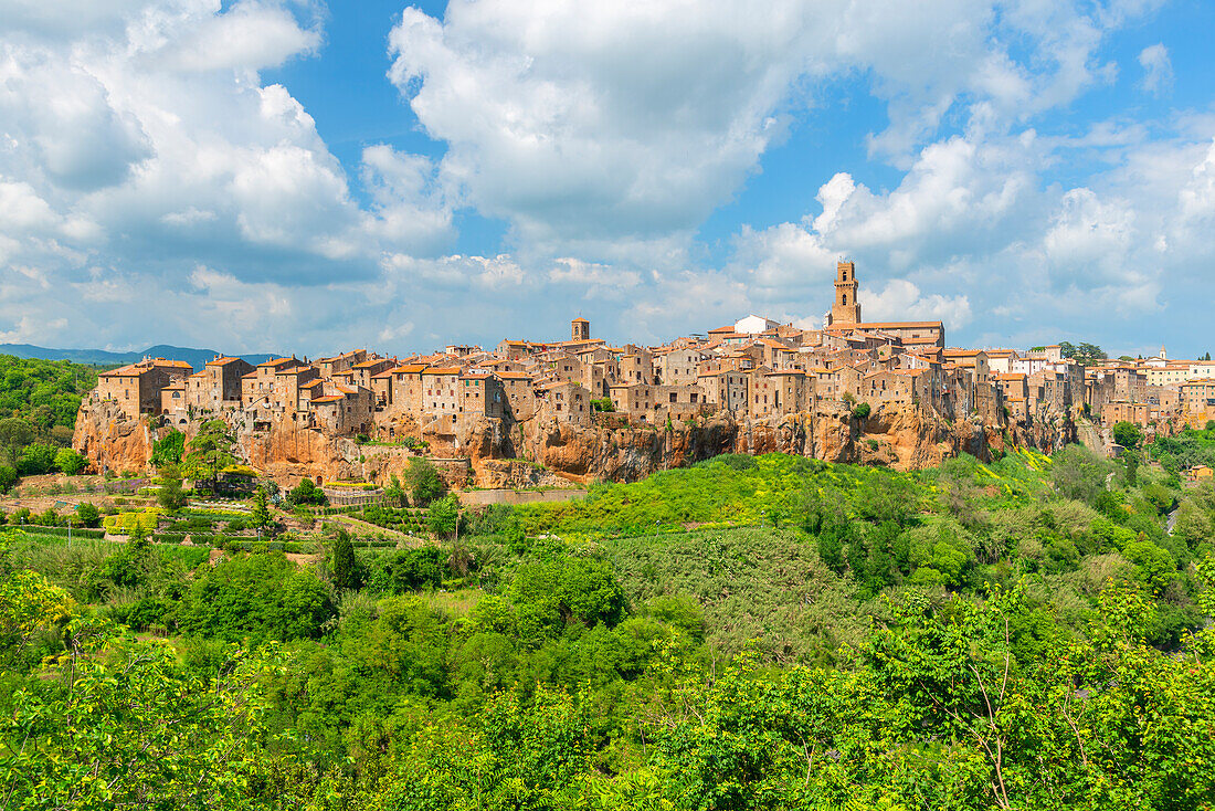 View to Pitigliano, Maremma, Province of Grosseto, Toscana, Italy