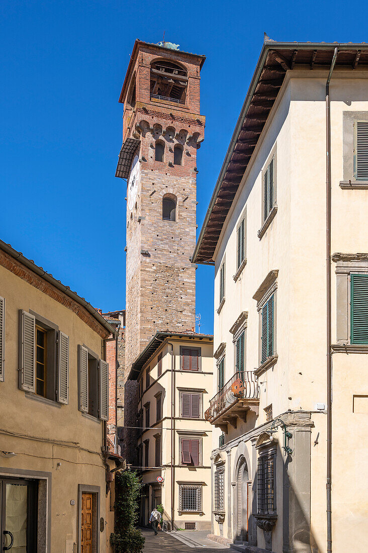 The bell tower in Lucca, Lucca Province, Toscana, Italy