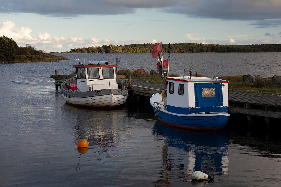 Fishing boats in the harbor in the north of the island of Öland in the east of Sweden