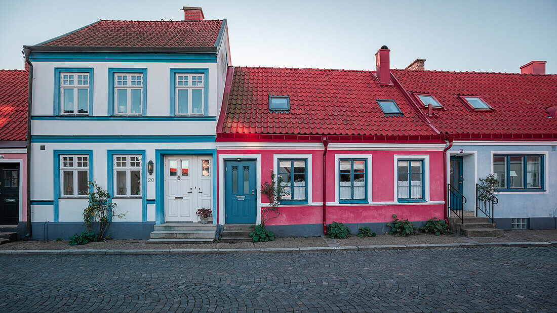 House facades in Ystad in Sweden