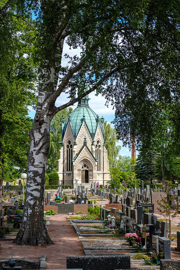 Juselius Mausoleum, Jusélius-Mausoleum auf dem Friedhof von Käppärä, Pori, Finnland