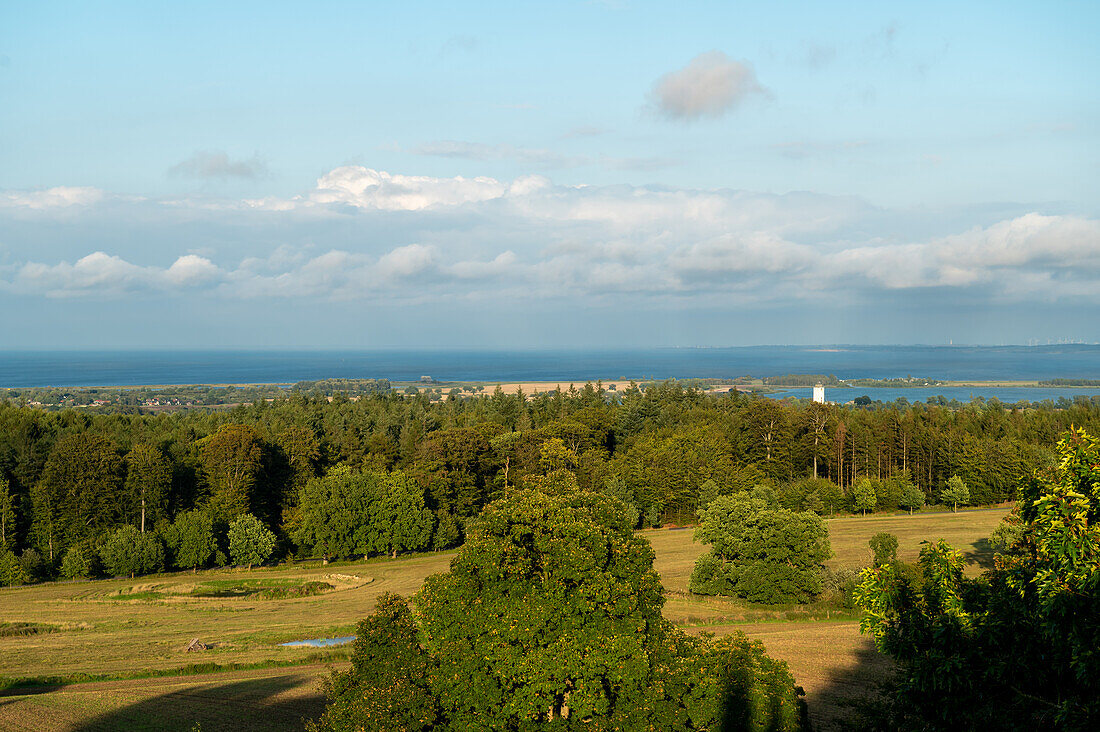 View from the observation tower on the Hessenstein near Gut Panker to the Baltic Sea, Pilsberg, Panker, Lütjenburg, Plön district, Hohwachter Bucht, Probstei