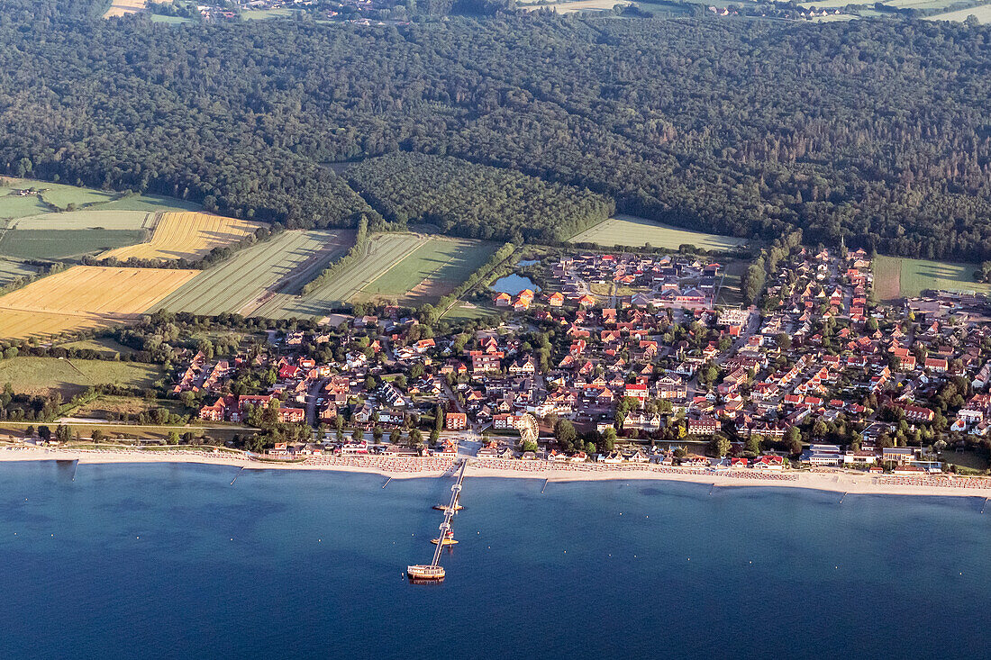 Blick von oben auf Kellenhusen, Ostsee, Luftaufnahme, Ostholstein, Schleswig-Holstein, Deutschland
