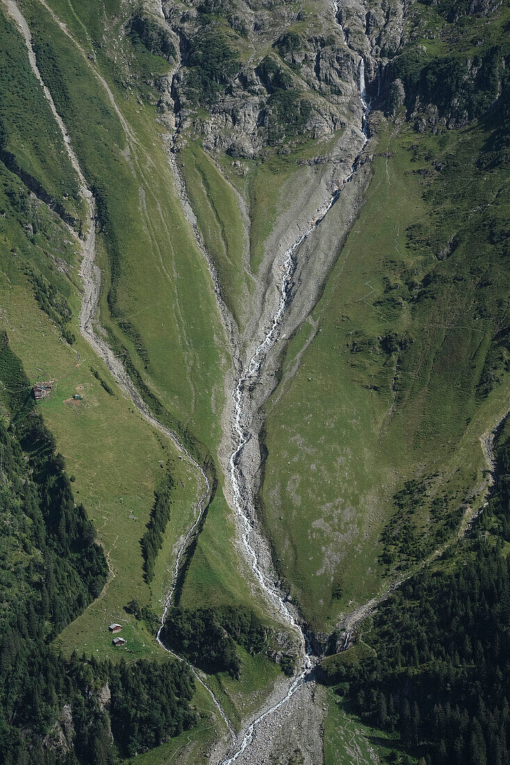 Luftaufnahme Lauterbrunnental, Kanton Bern, Schweizer Alpen, Schweiz