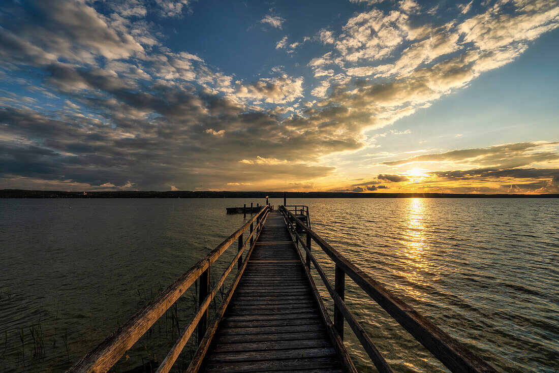 Summer evening at Ammersee, Herrsching, Bavaria, Germany, Europe