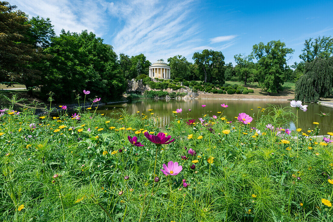 Summer day with blue sky in Esterhazy Castle Park in Eisenstadt, Burgenland, Austria