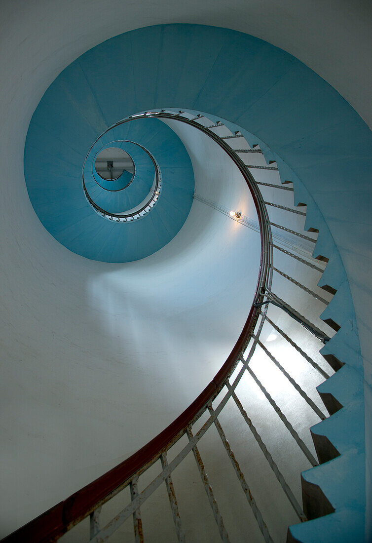 Spiral staircase in the lighthouse Lyngvig, Holmsklit, West Jutland, Denmark,