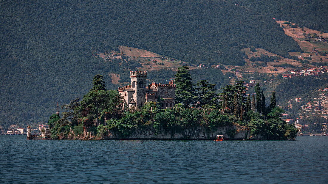 Castle Castello della Isola di Loreto on island in Lake Iseo in Italy