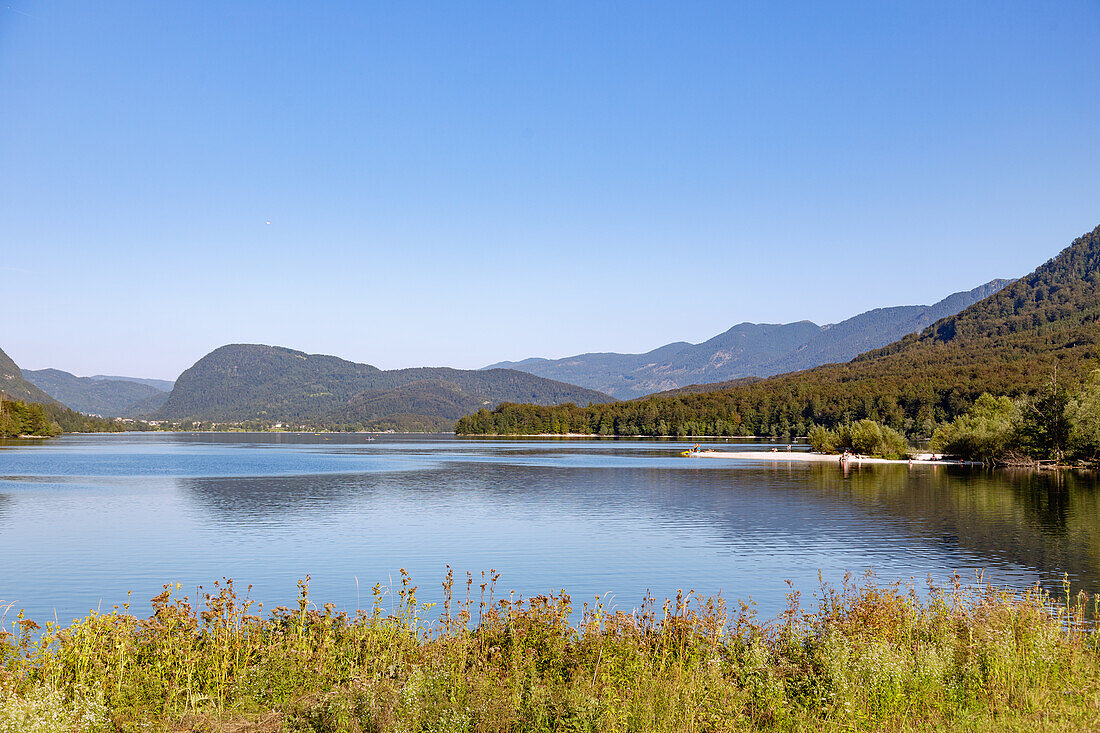 Bohinj Lake; Bohinjsko Jezero; Triglav National Park, lake view from Ukanc