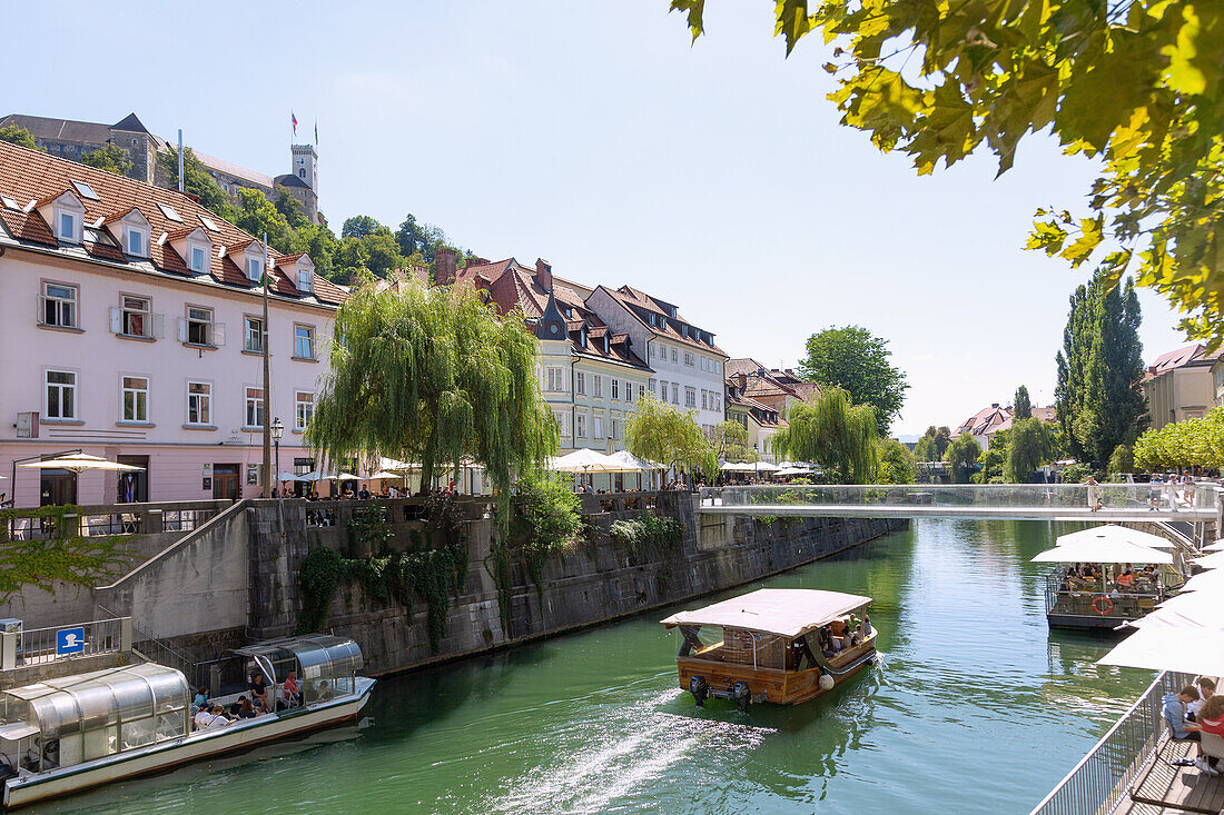 Ljubljana; river Ljubljanica; Ribja brv; Boat trip; boats