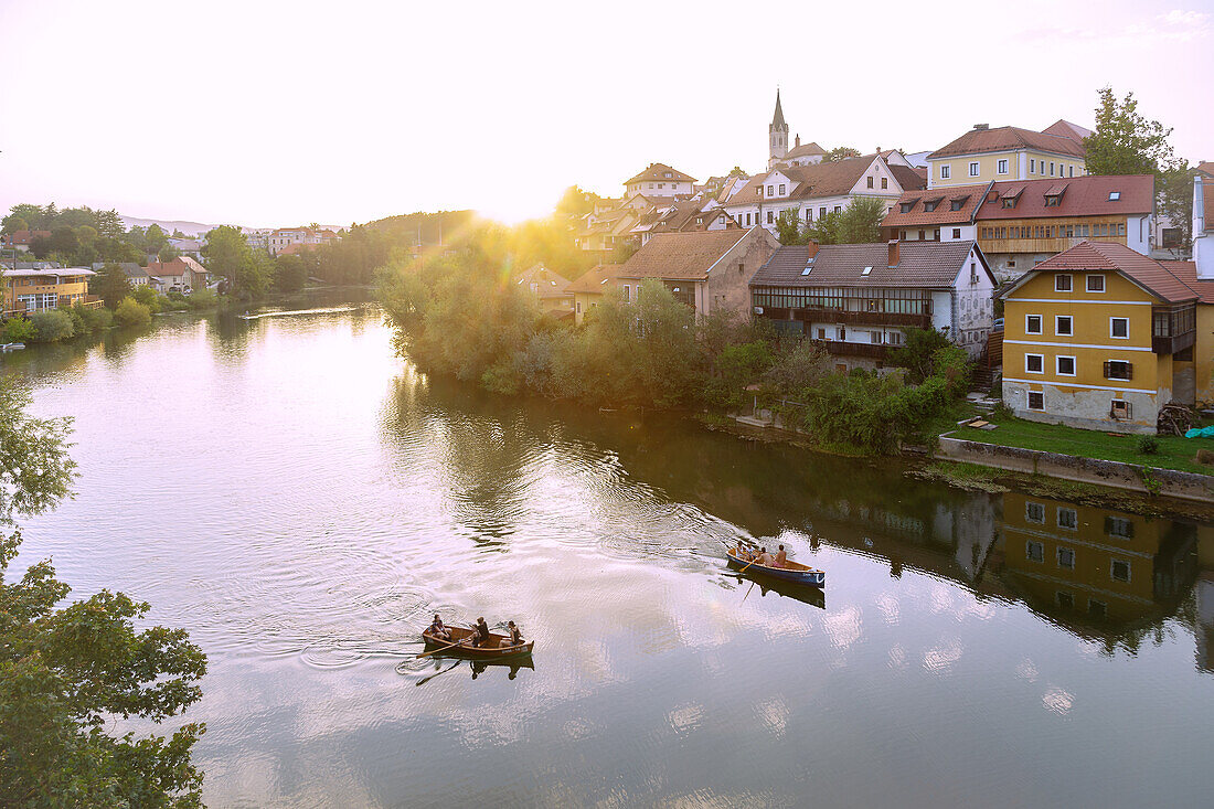 Novo Mesto, Breg, rowing boats on the Krka