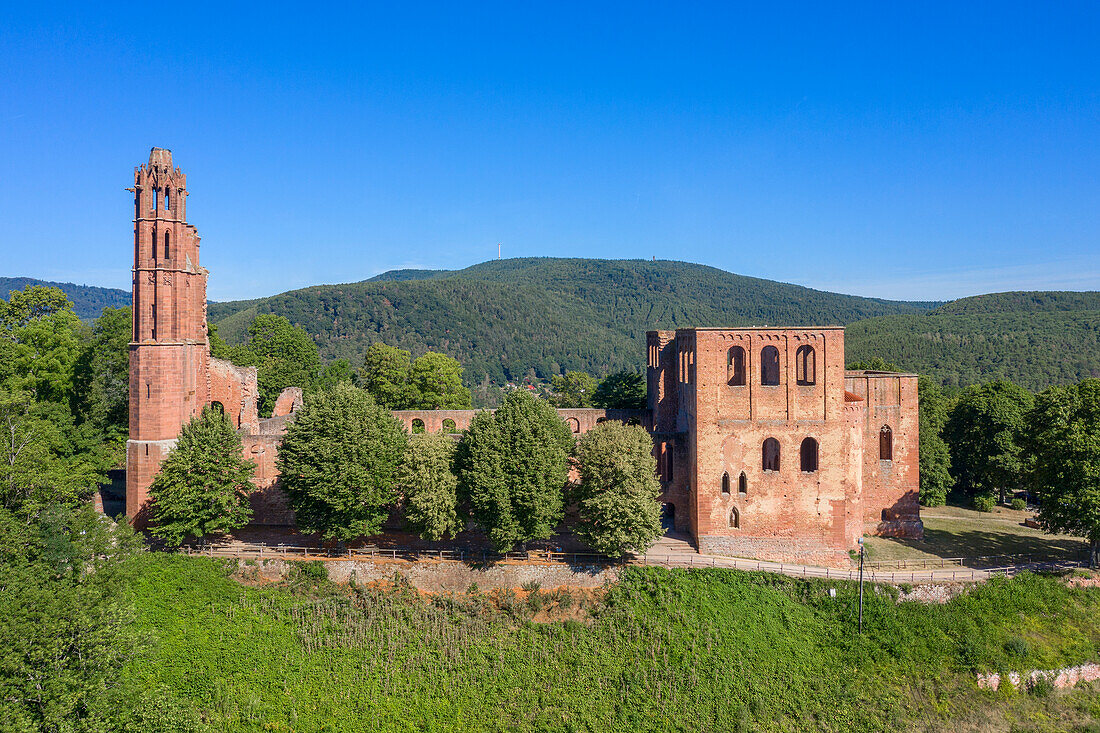 Aerial view of the Limburg monastery ruins, Palatinate Wine Route, Bad Durkheim, Rhineland-Palatinate, Germany