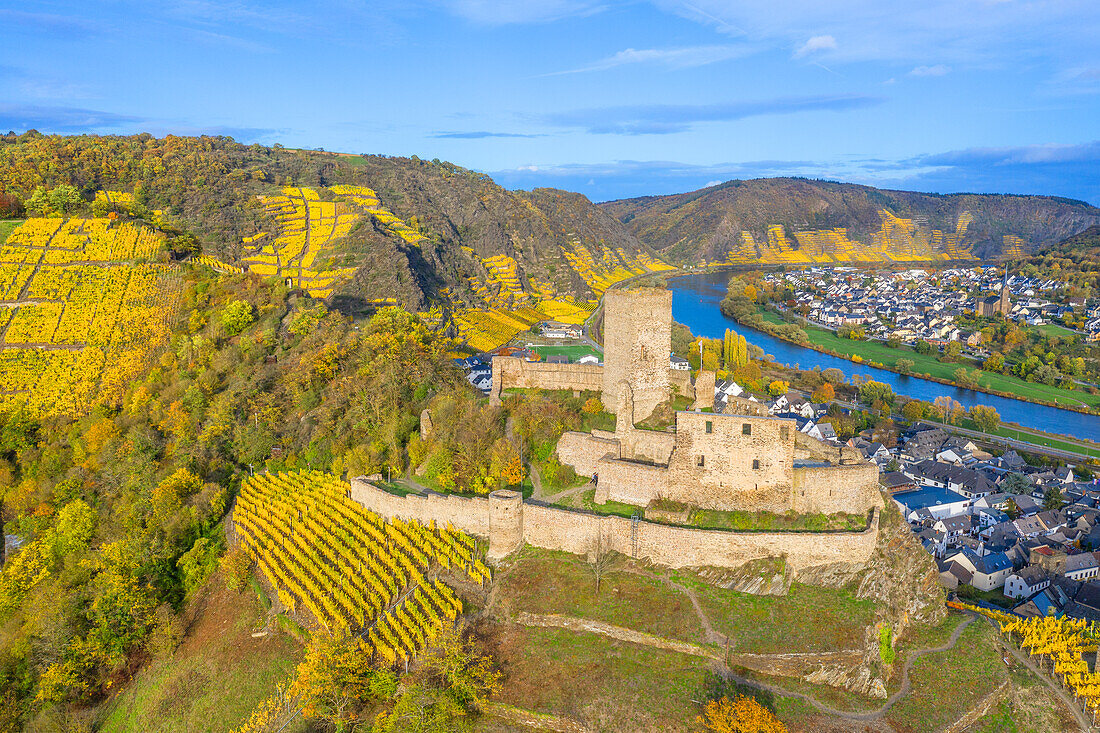 Aerial view of the Niederburg, Kobern-Gondorf, Moselle, Rhineland-Palatinate, Germany