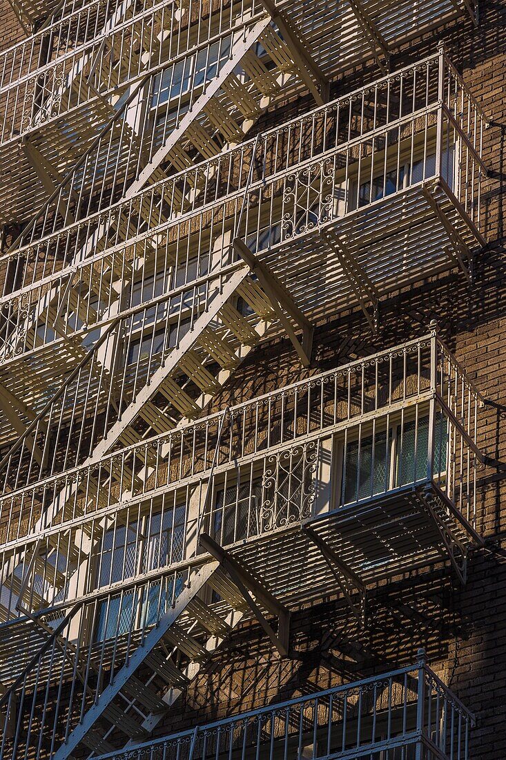 New York City, Manhattan, SoHo, Prince Street, facade with cast iron fire escapes