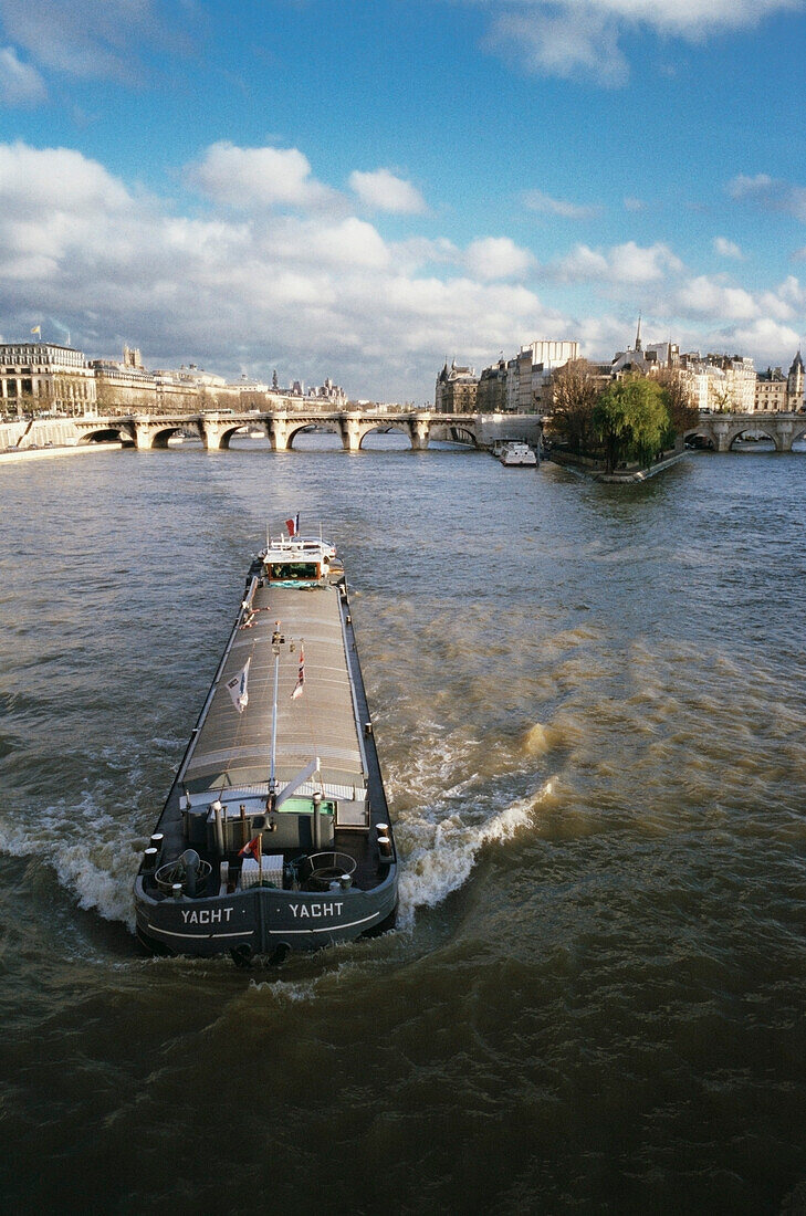 Boat in the river, Seine River, Paris, Ile-de-France, France