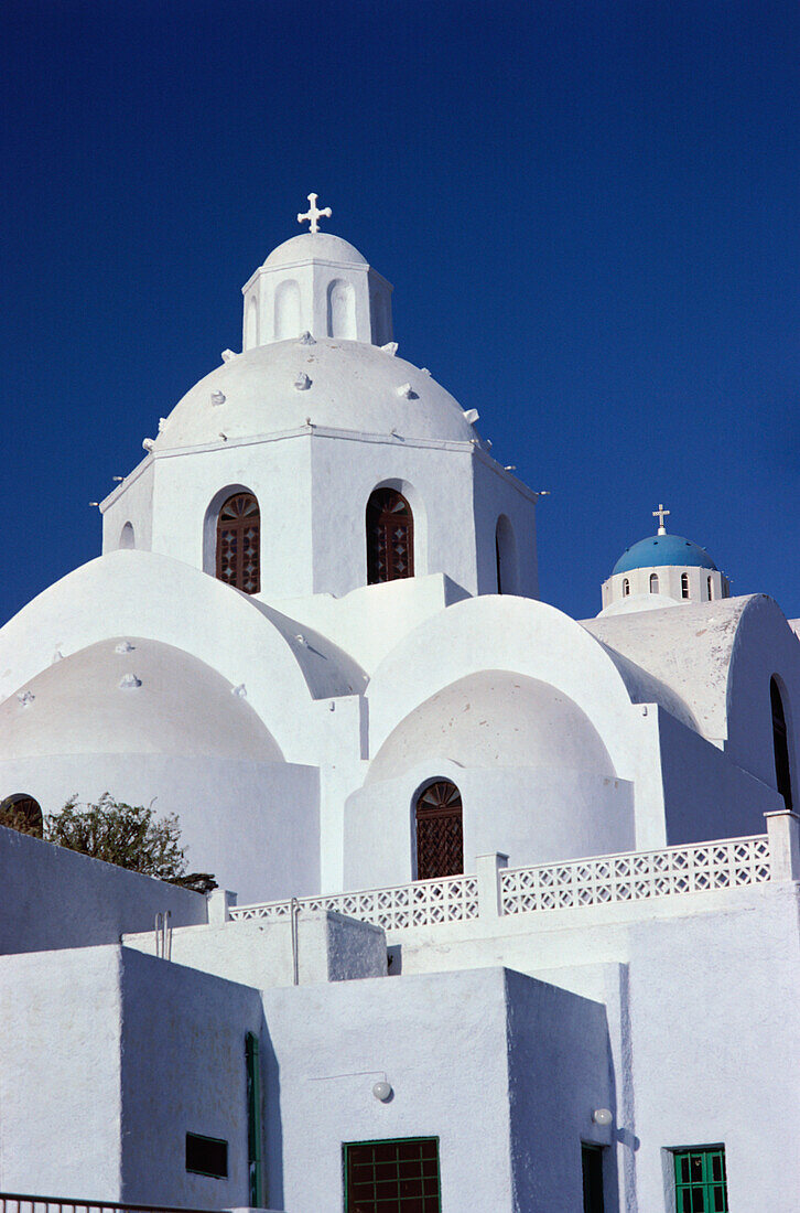 Architektonisches Detail einer Kirche, Santorini, Griechenland