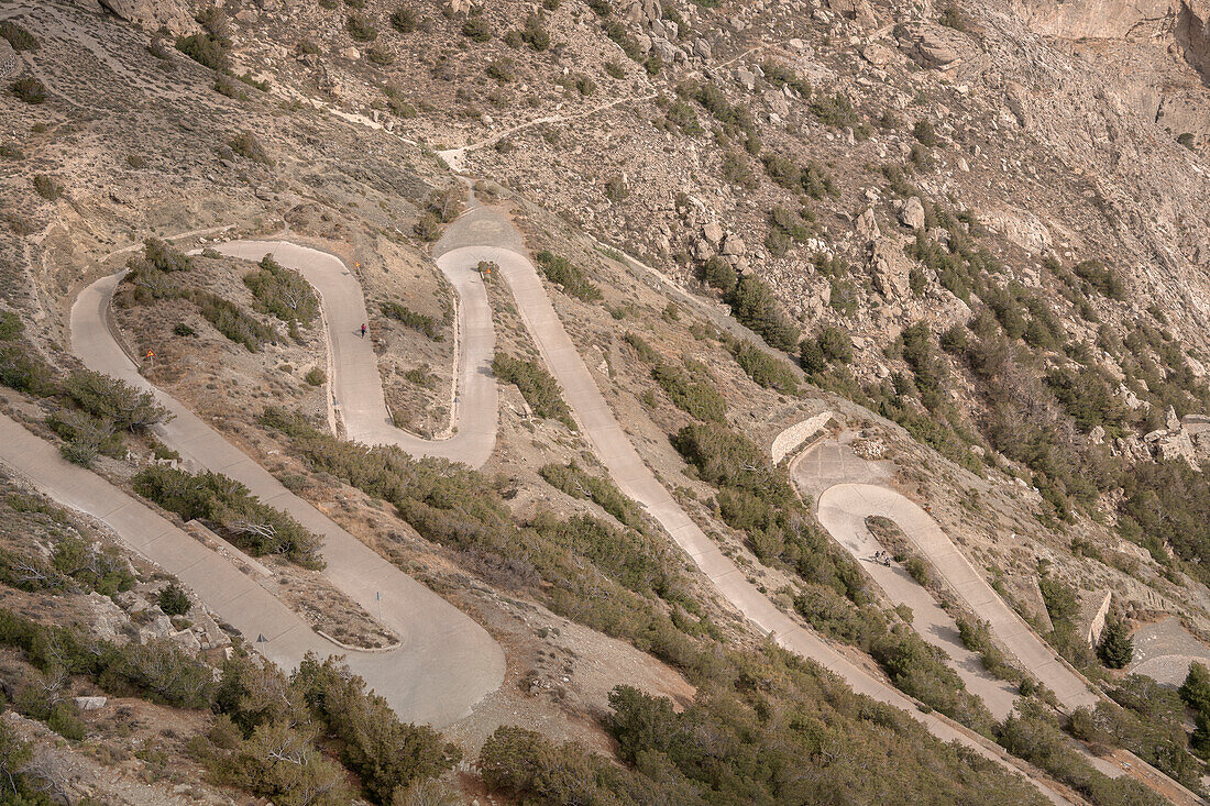 Switchbacks to Alt-Thera, Santorini, Santorin, Cyclades, Aegean Sea, Mediterranean, Greece, Europe