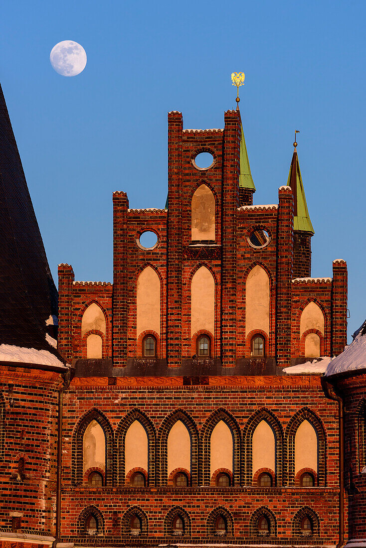 Detail of the Holsten Gate, Lübeck, Bay of Lübeck, Schleswig Holstein, Germany