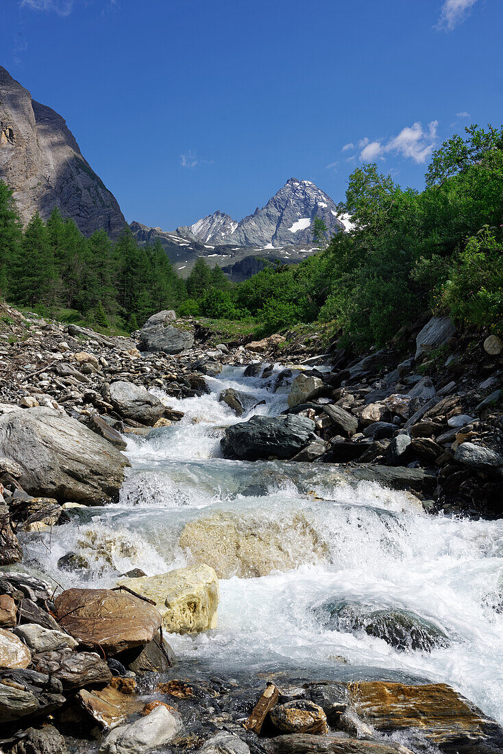 View of the Großglockner from the Ködnitztal near Kals, Hohe Tauern National Park, East Tyrol, Austria