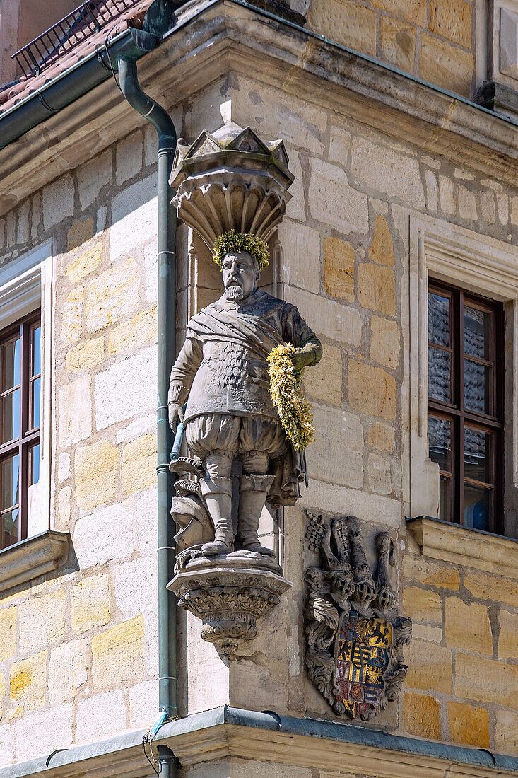 Coburg; Casimirianum, sculpture by Duke Johann Casimir of Saxe-Coburg