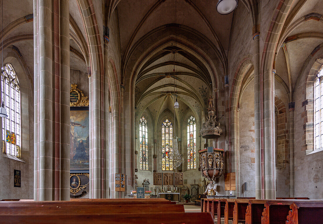 Königsberg in Bayern; evangelisch-lutherische Marienkirche, Innenraum, Bayern, Deutschland