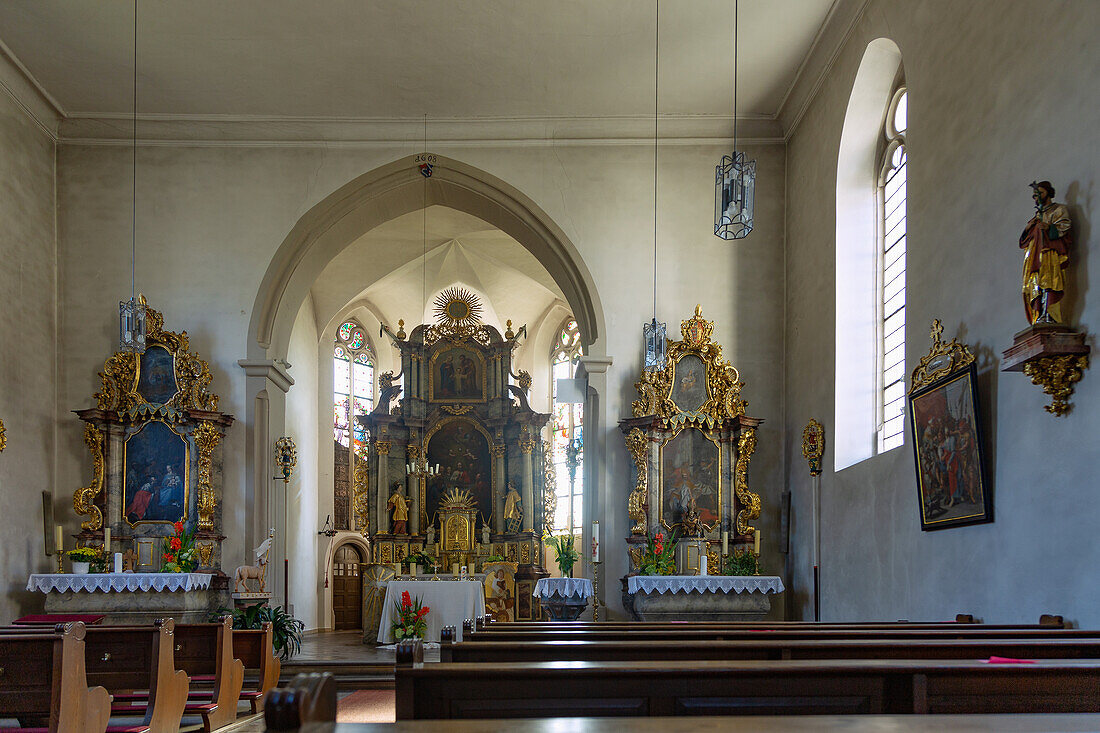 Schönau an der Brend; Julius-Echter-Kirche, Innenraum, Bayern, Deutschland