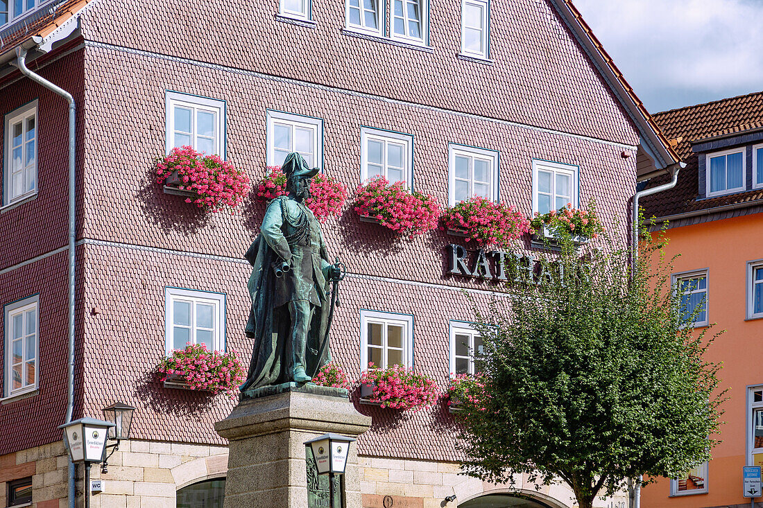 tan; City Hall; Monument to Freiherr Ludwig von der Tann