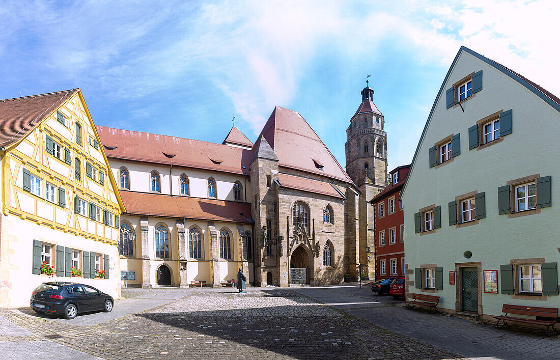 Weissenburg in Bavaria; Martin Luther Square; Old Latin School; sexton house; Evangelical Church of St. Andrew