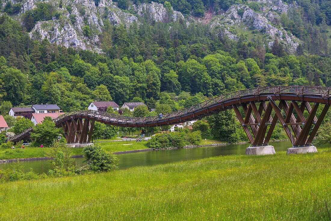 Markt Essing, längste Holzbrücke Europas, Bayern, Deutschland