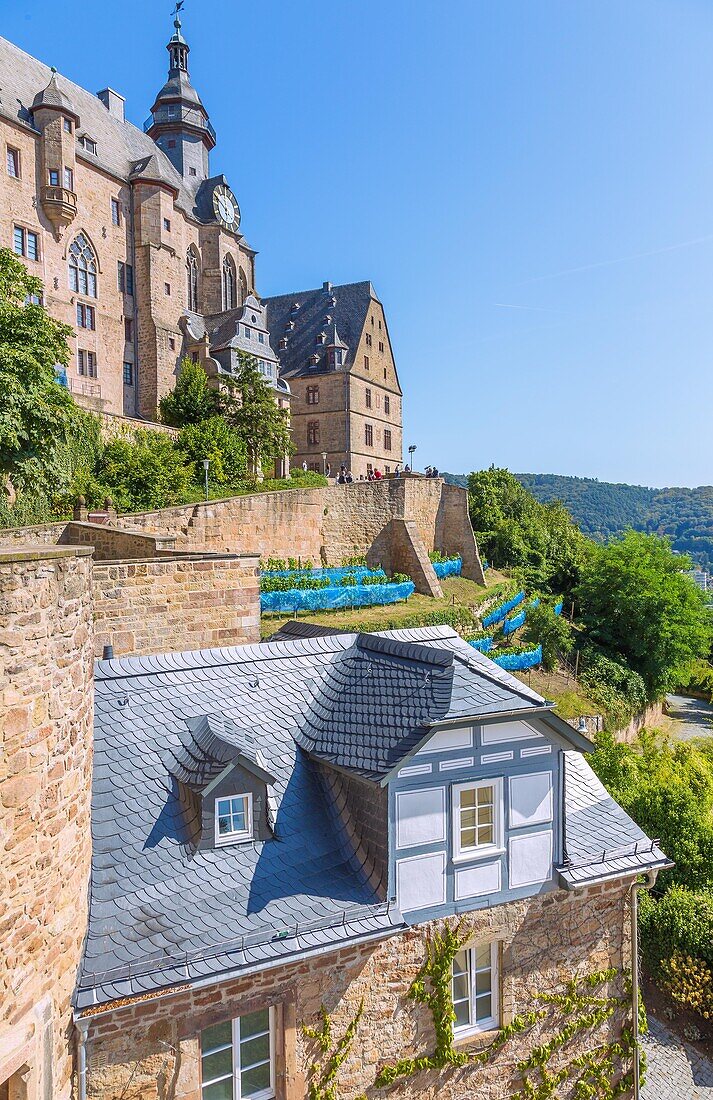 Marburg an der Lahn, Landgrafenschloss, Restaurant Bückingsgarten, Hessen, Deutschland
