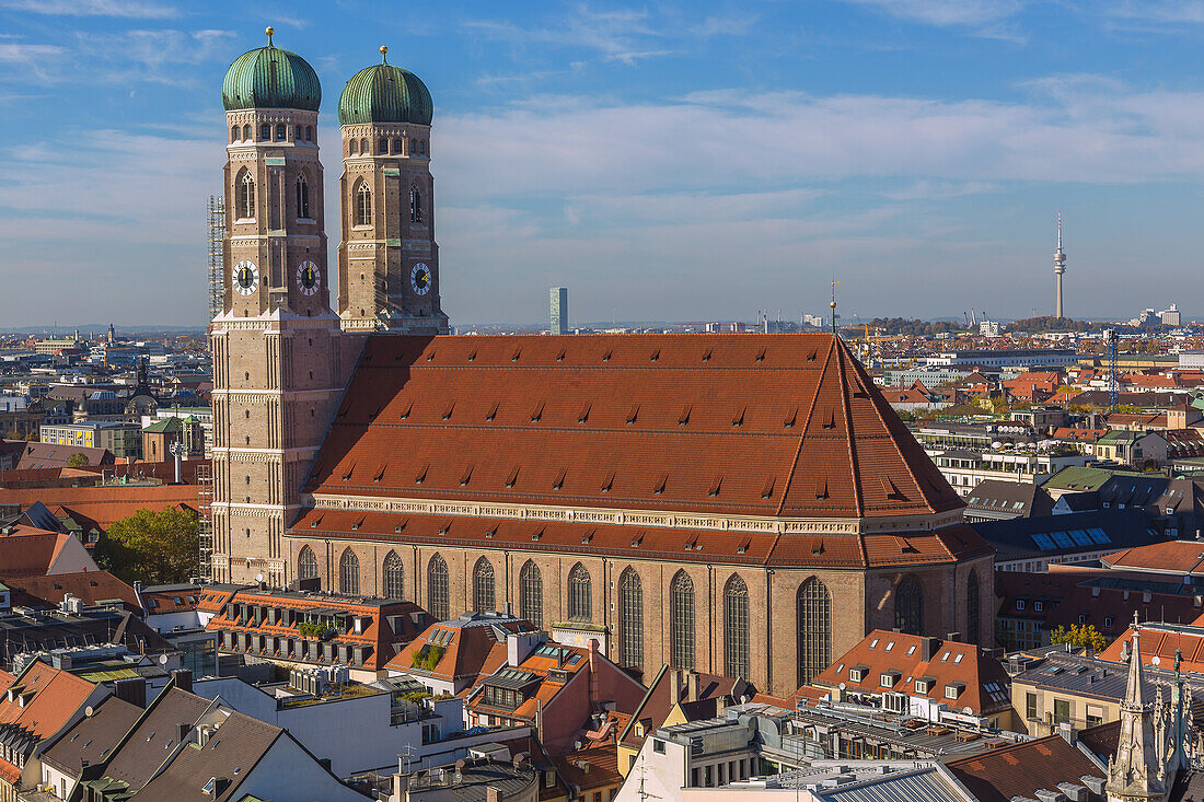 München, Altstadt, Domkirche zu Unserer Lieben Frau, Blick vom Aussichtsturm St. Peter, Bayern, Deutschland