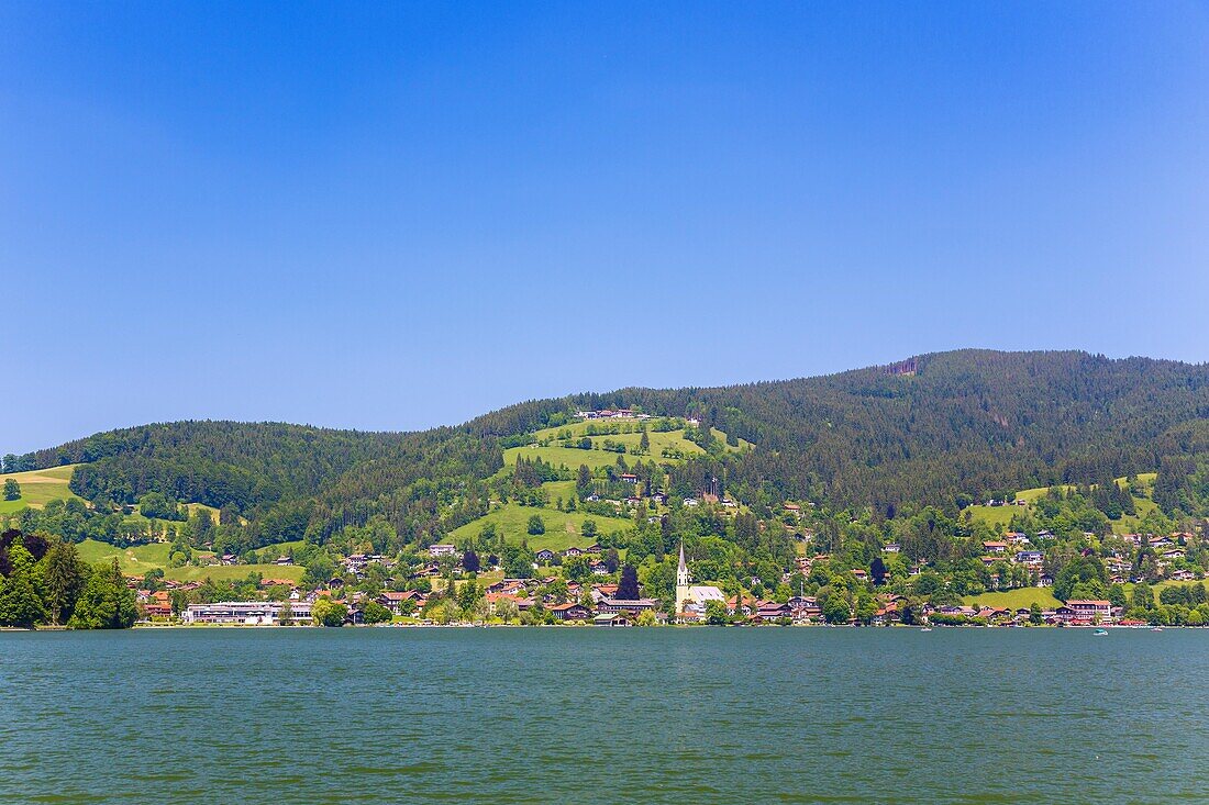 Schliersee, Ausblick vom Westufer, Bayern, Deutschland