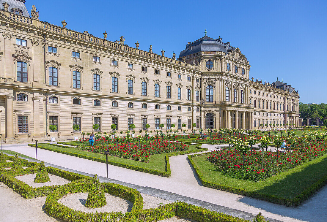 Würzburg, Residenz mit Hofgarten, Ostgarten, Bayern, Deutschland