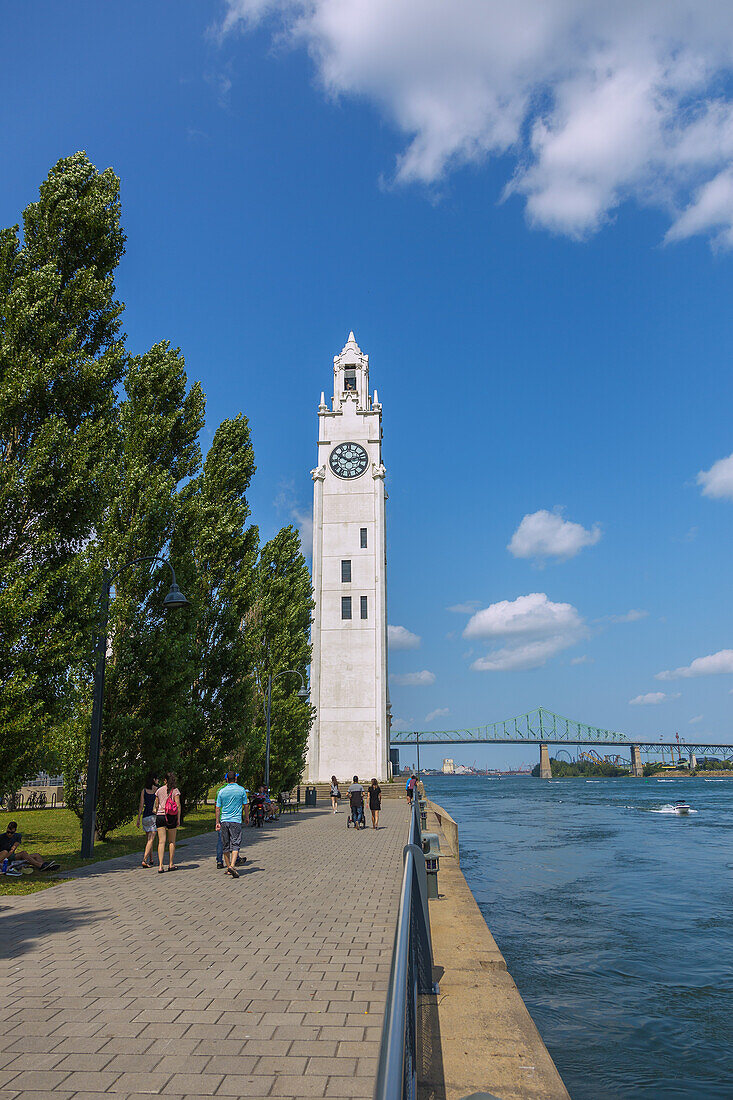 Montréal; Clock Tower Quai, Jacques Cartier Bridge, Quebec, Kanada