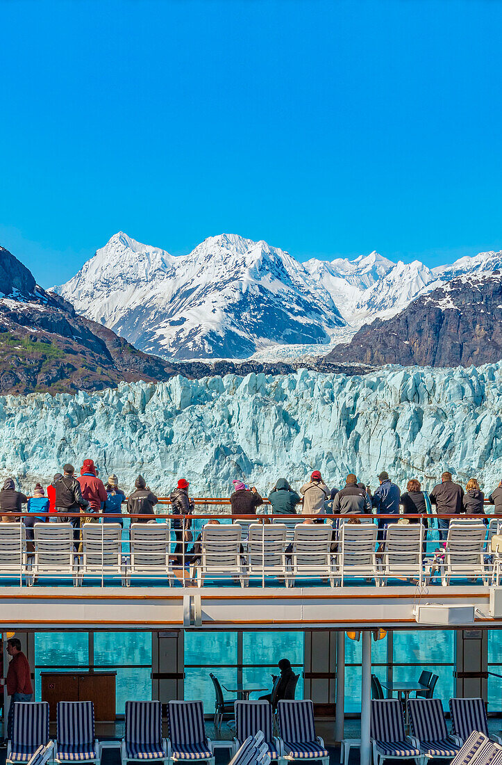 A cruise ship visits Margerie Glacier in Glacier Bay National Park