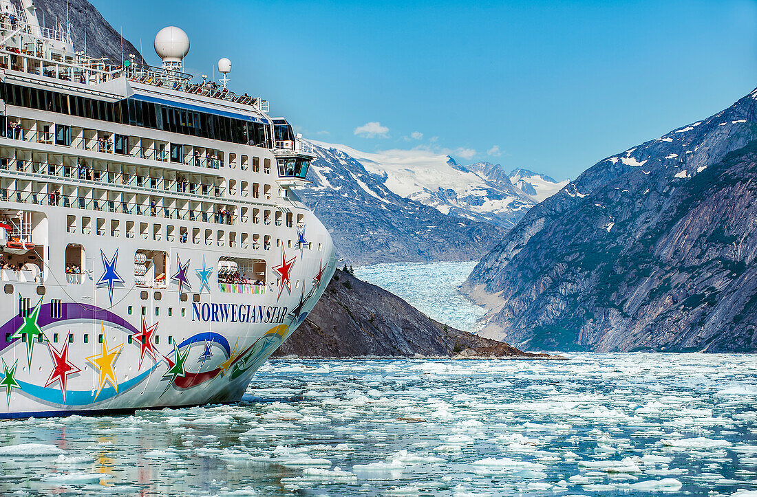 A cruise ship visits Tracy Arm-Fords Terror National Wilderness in Alaska