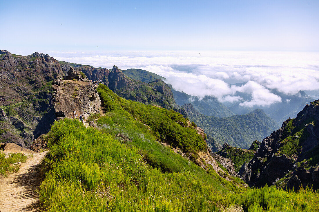 Pico do Arieiro, Pico Ruivo, Miradouro Ninho da Manta, Wanderweg PR1, portugiesische Insel Madeira, Portugal