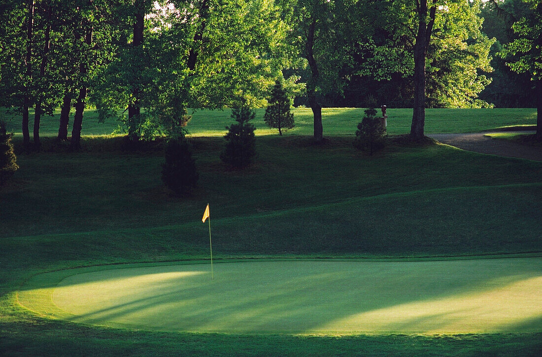 Golf flag at a golf course, Firestone Country Club, Akron, Ohio, USA