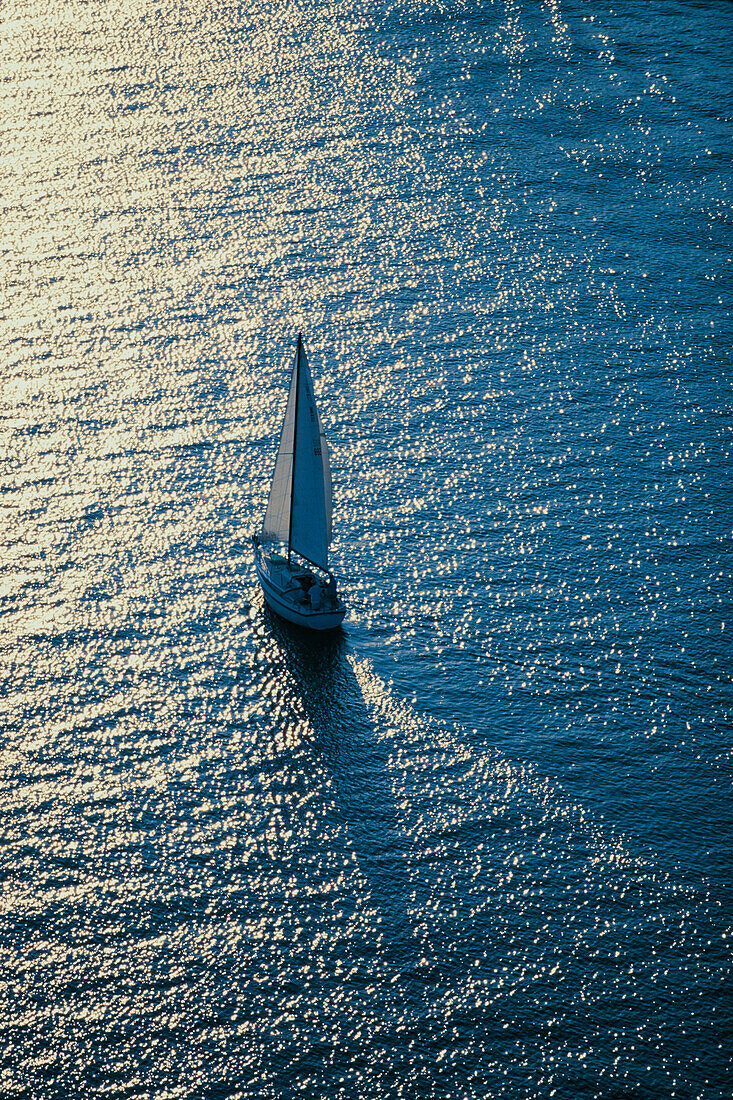 Sailboat sailing in the sea, Mississippi Gulf Coast, Biloxi, Harrison County, Mississippi, USA