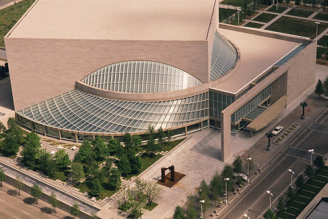 Aerial view of Morton H. Meyerson Symphony Center, Dallas, Texas, USA