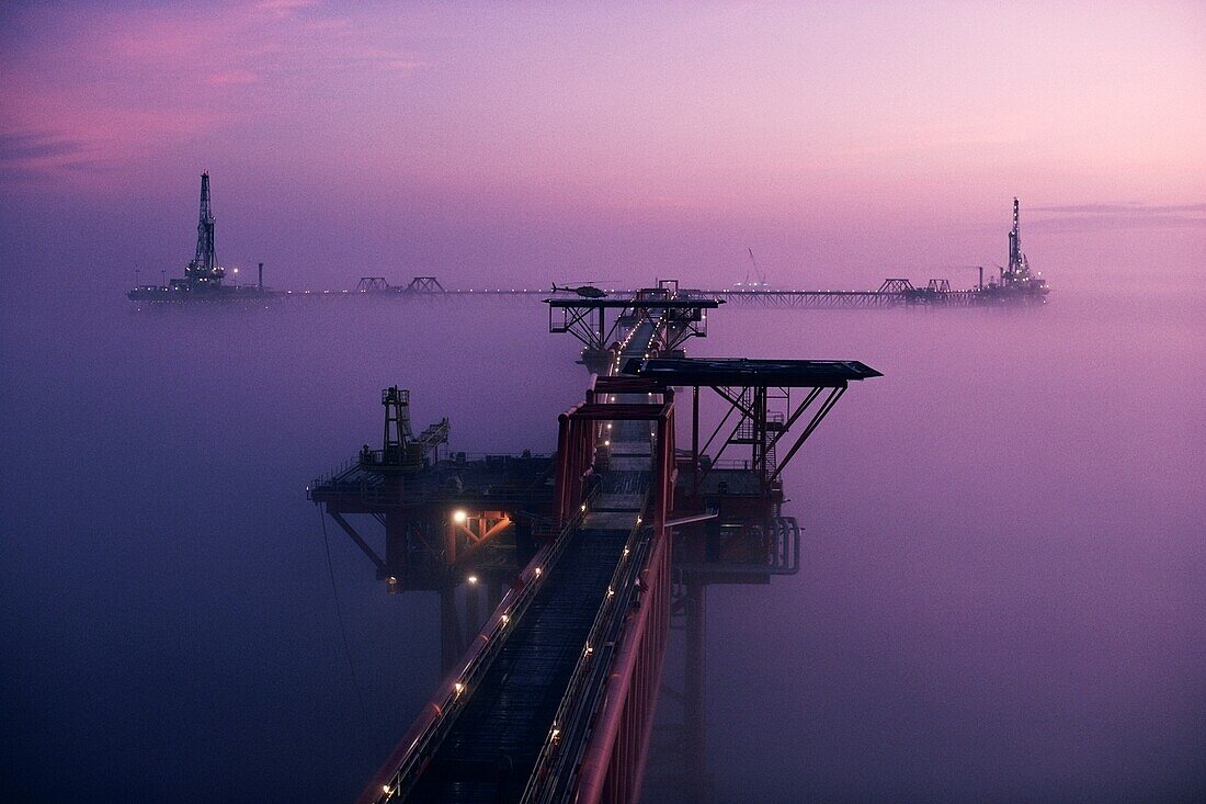 Natural Gas drilling platforms in the Gulf Of Mexico, Texas, USA