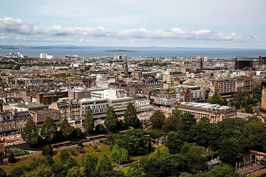 High angle view of a city, Edinburgh, Scotland