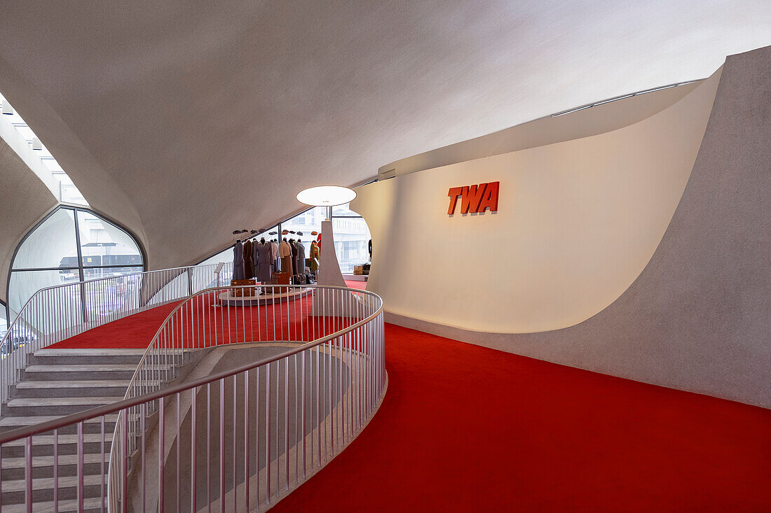 Upper lobby of the TWA hotel.