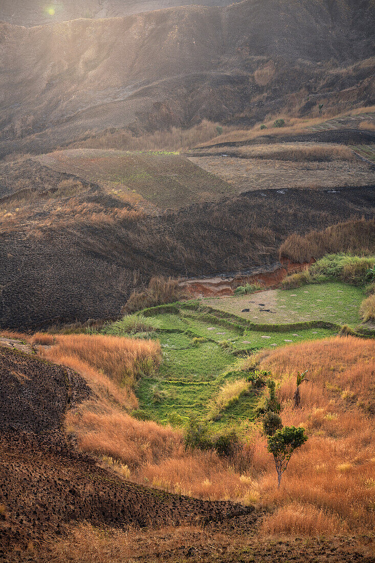 Landschaft im Zentralen Hochland von Madagaskar, Afrika