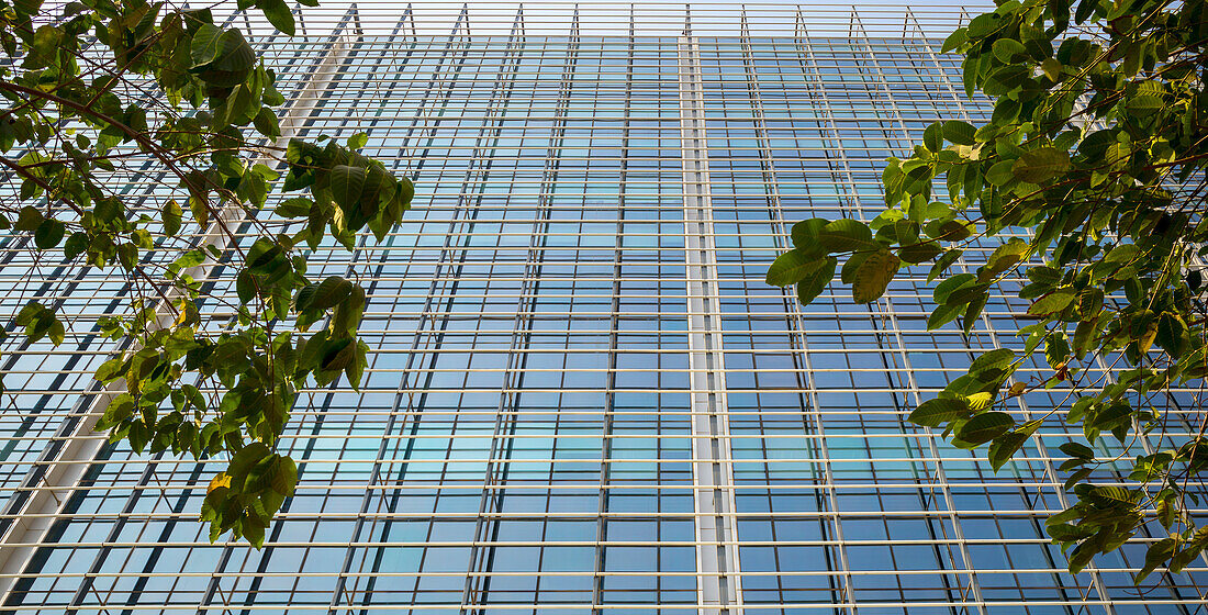 Seite des mehrstöckigen Glasgebäudes in Mumbai