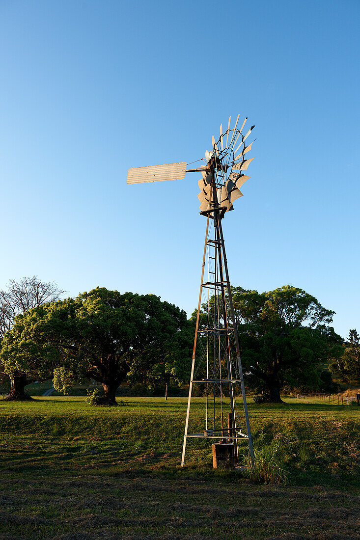 Windmühle, die Wasser auf ländlichem Eigentum pumpt